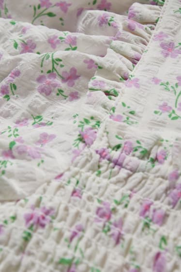 Donna - CLOCKHOUSE - blusa taglio corto - a fiori - bianco crema
