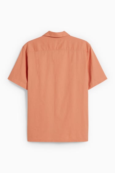 Uomo - Camicia - regular fit - collo con rever - misto lino - arancione