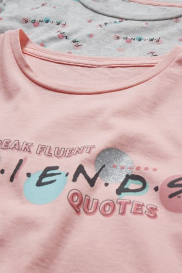 Bambine - Confezione da 2 - Friends - pigiama con pantaloni corti - 4 pezzi - rosa