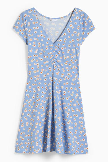 Mujer - CLOCKHOUSE - vestido de línea evasé - de flores  - azul claro