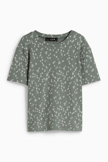 Enfants filles - T-shirt - à fleurs - vert