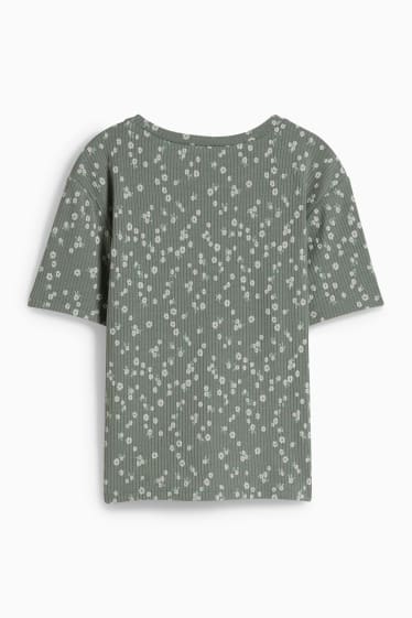 Niños - Camiseta de manga corta - de flores - verde