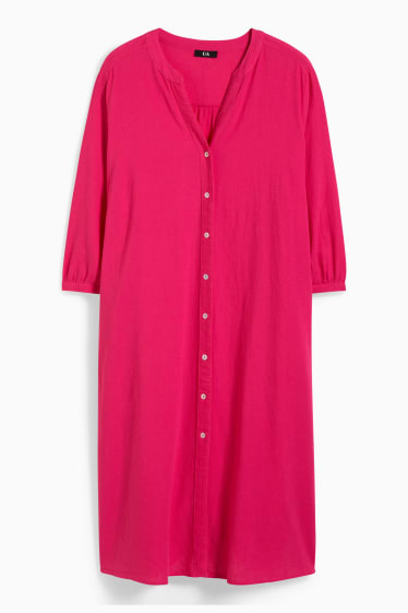 Donna - Vestito a camicia - misto lino - fucsia