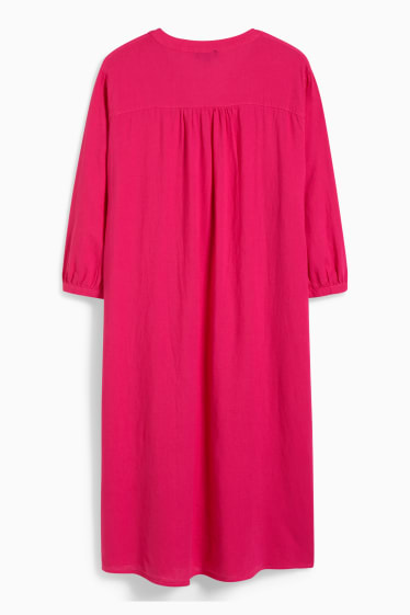 Mujer - Vestido camisero - mezcla de lino - fucsia