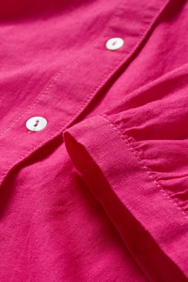 Donna - Vestito a camicia - misto lino - fucsia