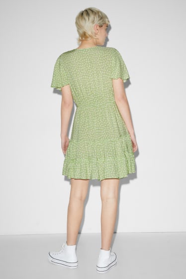 Femmes - CLOCKHOUSE - robe portefeuille - à fleurs - vert clair