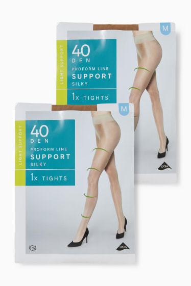 Damen - Multipack 2er - Feinstrumpfhose - 40 DEN - beige
