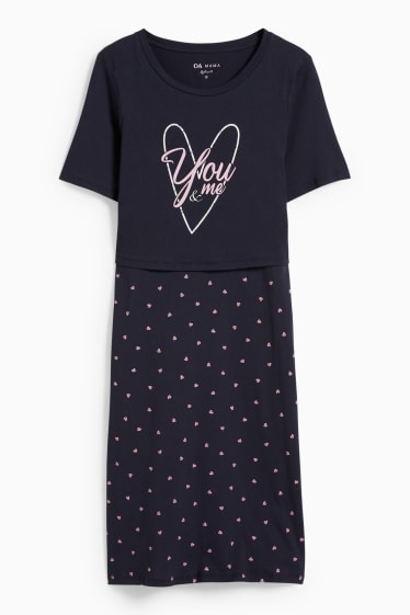 Donna - Camicia da notte per allattamento - blu scuro