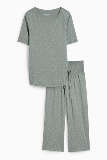 Dames - Voedingspyjama - met patroon - groen
