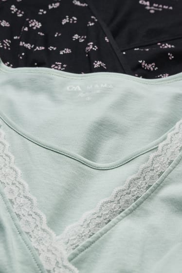 Donna - Confezione da 2 - camicia da notte per allattamento - verde chiaro