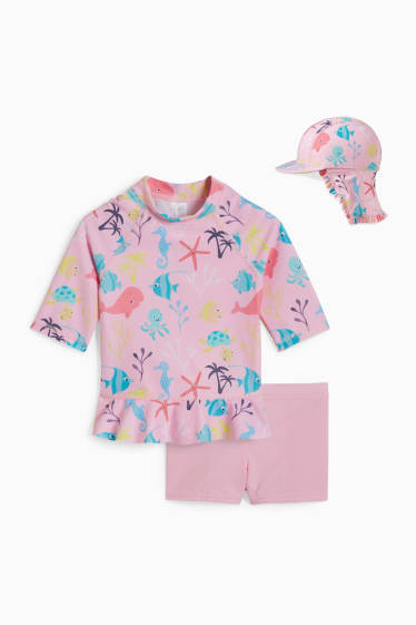 Babys - Baby-UV-Bade-Outfit - LYCRA® XTRA LIFE™ - 3 teilig - rosa