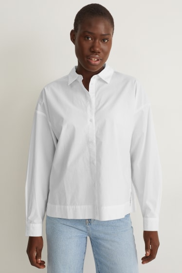 Women - Blouse - oversized - white