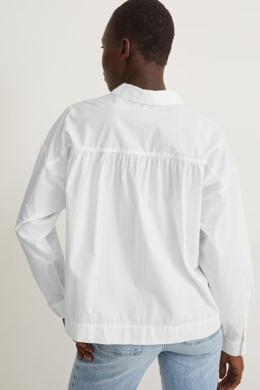 Dames - Blouse - oversized - wit