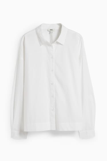 Damen - Bluse - Oversized - weiß