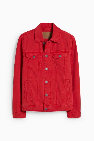 Bărbați - Jachetă din denim - roșu