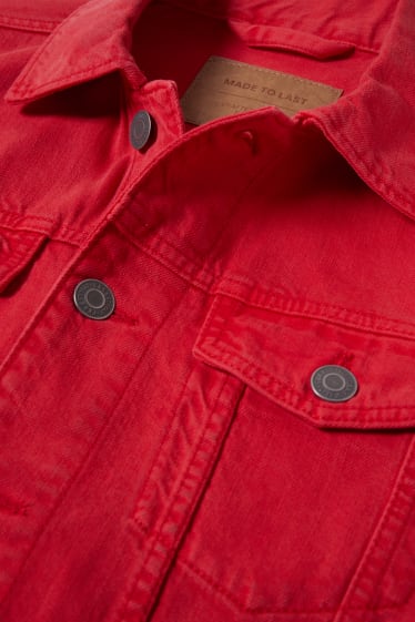 Men - Denim jacket - red