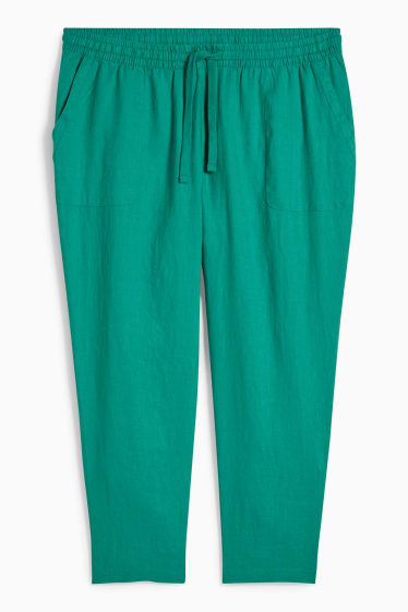 Donna - Pantaloni di lino - vita media - straight fit - verde chiaro