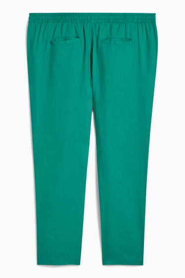 Women - Linen trousers - mid-rise waist - straight fit - light green