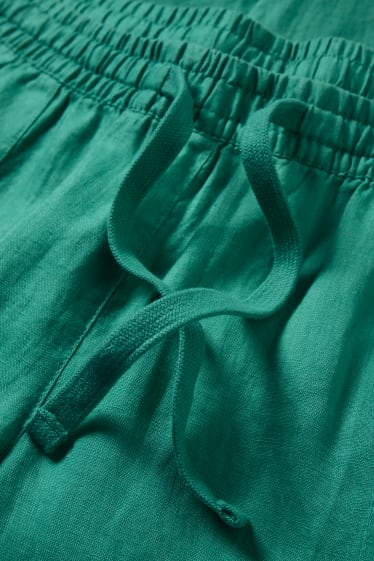 Donna - Pantaloni di lino - vita media - straight fit - verde chiaro
