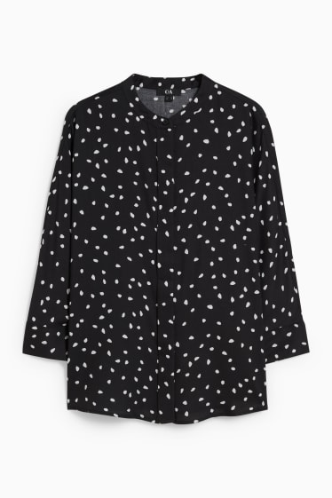 Damen - Basic-Bluse - gemustert - schwarz