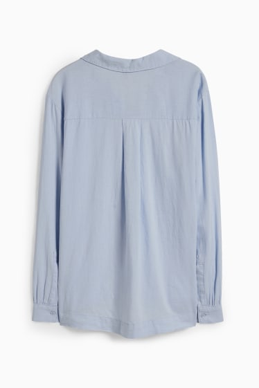 Dames - Blouse - linnenmix - lichtblauw