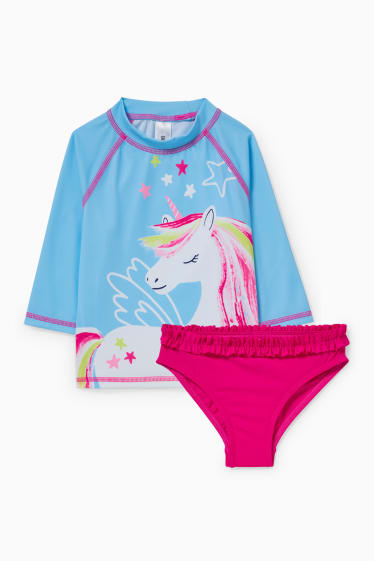 Enfants filles - Licorne - ensemble de bain - LYCRA® XTRA LIFE™ - 2 pièces - bleu clair