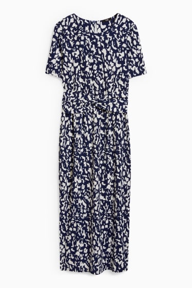 Women - Bodycon dress with knot detail - patterned - dark blue / creme white