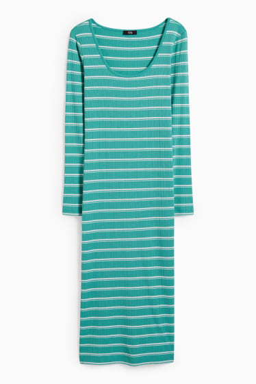 Damen - Figurbetontes Kleid - gestreift - grün