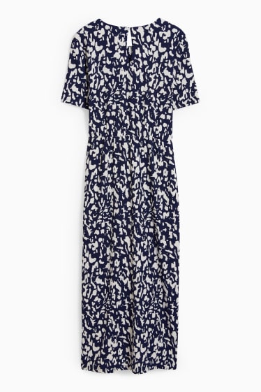 Women - Bodycon dress with knot detail - patterned - dark blue / creme white