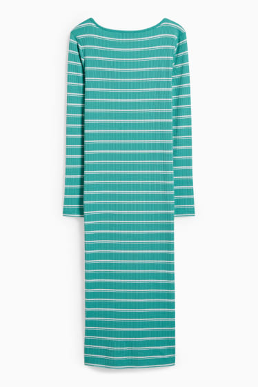 Damen - Figurbetontes Kleid - gestreift - grün