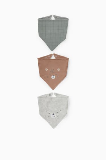 Miminka - Multipack 3 ks - trojúhelníkový šátek pro miminka - světle šedá-žíhaná