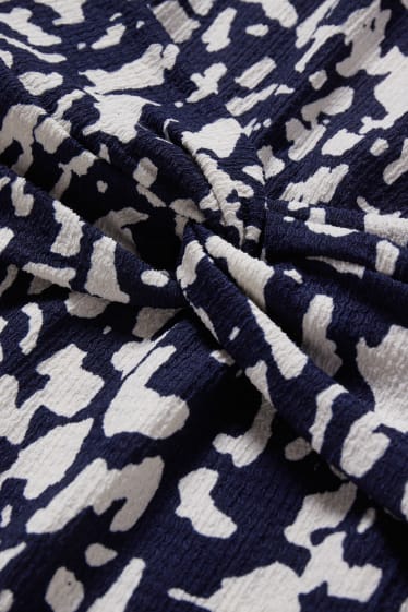 Women - Bodycon dress with knot detail - patterned - dark blue / creme white