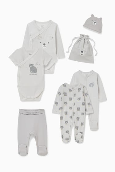 Bebés - Conjunto para recién nacido con bolsa de regalo  - 7 piezas - gris claro
