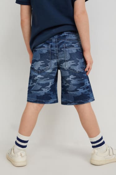 Children - Denim Bermuda shorts - jog denim - patterned - dark blue