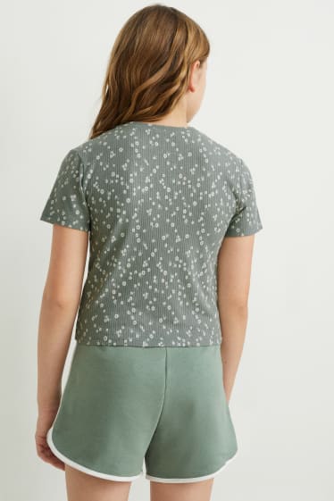 Enfants filles - T-shirt - à fleurs - vert