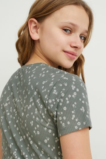 Enfants filles - T-shirt - à fleurs - vert