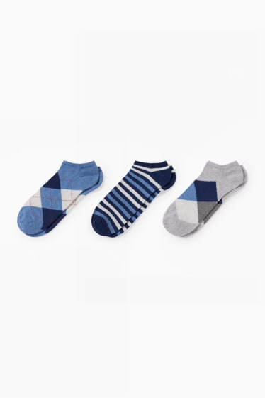 Men - Multipack of 3 - trainer socks - LYCRA® - aloe vera - blue