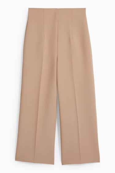 Dames - Broek - high waist - wide leg - beige