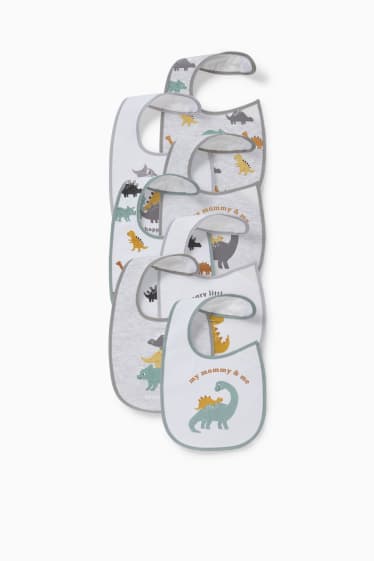 Babys - Multipack 7er - Dino - Baby-Lätzchen - weiß / grau