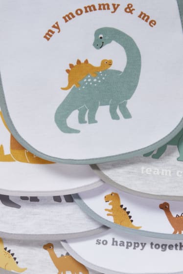 Bébés - Lot de 7 - dinosaures - plastrons pour bébé - blanc / gris