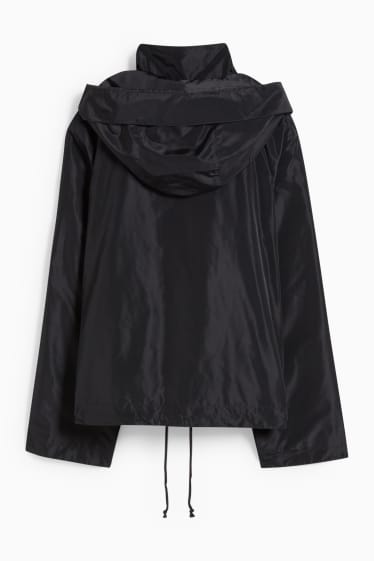 Donna - Giacca con cappuccio e borsa - pieghevole - nero