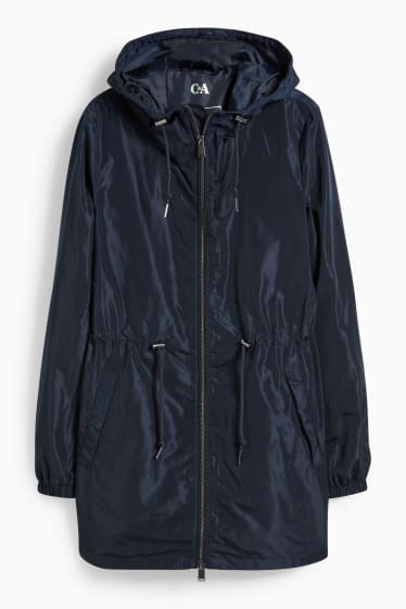 Damen - Jacke mit Kapuze und Tasche - faltbar - dunkelblau