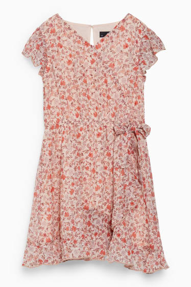 Enfants - Robe - à fleurs - orange