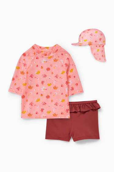 Bébés - Ensemble de bain pour bébé -  LYCRA® XTRA LIFE™ - 3 pièces - rose