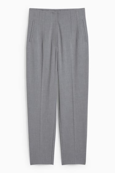 Dames - Pantalon - high waist - tapered fit - licht grijs-mix