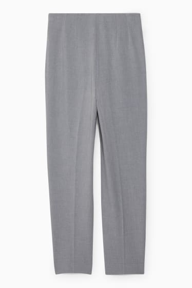 Women - Cloth trousers - high waist - tapered fit - light gray-melange