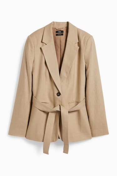 Femmes - Blazer - relaxed fit - lin mélangé - beige