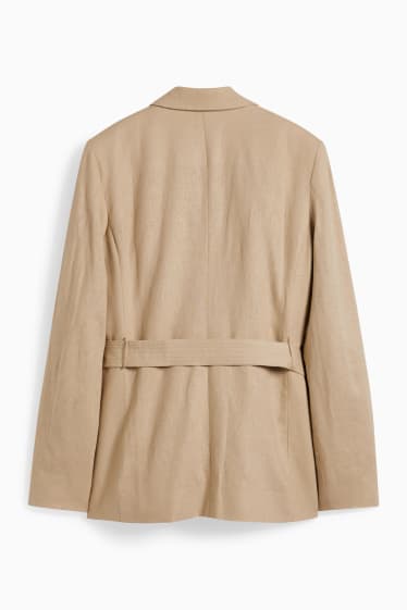 Femmes - Blazer - relaxed fit - lin mélangé - beige