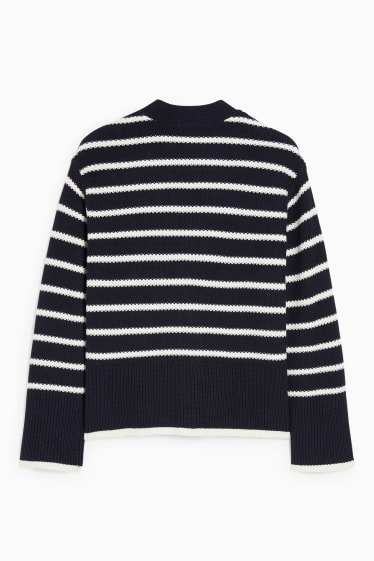 Women - Basic cardigan - striped - blue / white