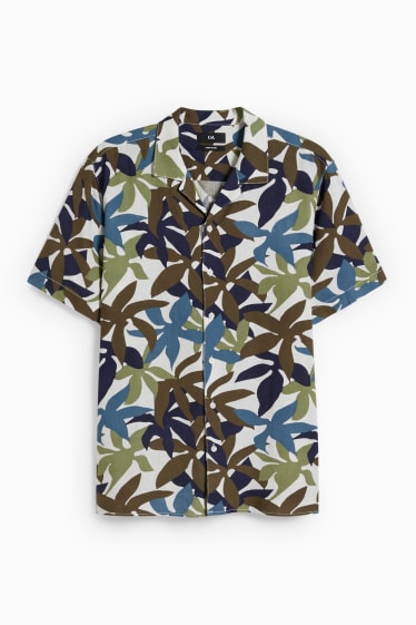 Home - Camisa - regular fit - coll solapa - mescla de lli - multicolor